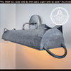Galvanized 28" farmhouse dome wall vanity light fixture from The Lamp Goods; grey metal,  industrial style bathroom lighting.
