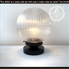 Antique Holophane glass globe table lamp with ribbed glass shade & black base
