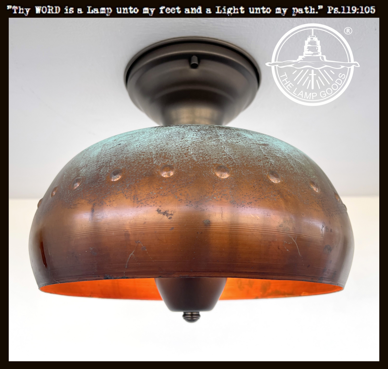 Copper farmhouse ceiling light with bronze finish; The Lamp Goods.
