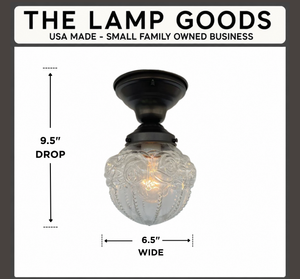 Victorian Embossed Flush Mount Globe Antique Ceiling Light Glass