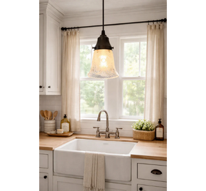 Victorian Shell Pressed Glass Pendant Light - The Lamp Goods