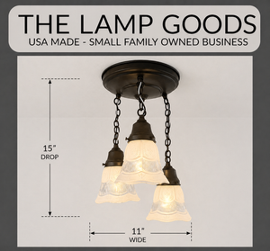 Victorian Vintage Ribbed Ceiling Light Trio - The Lamp Goods