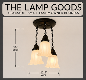 Vintage Angled Ribbed Ceiling Light Trio - The Lamp Goods