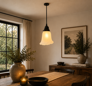 Vintage Angled Ribbed Glass Pendant Light - The Lamp Goods
