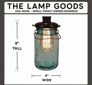 Vintage BLUE Mason Jar PENDANT Light with Exposed Socket - The Lamp Goods