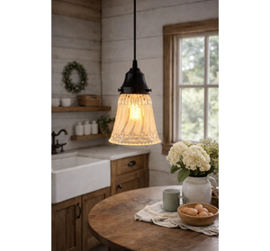 Vintage Beaded Swirl Ribbon Pendant Light - The Lamp Goods