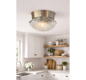 Vintage Clear Holophane Dome Ceiling Light