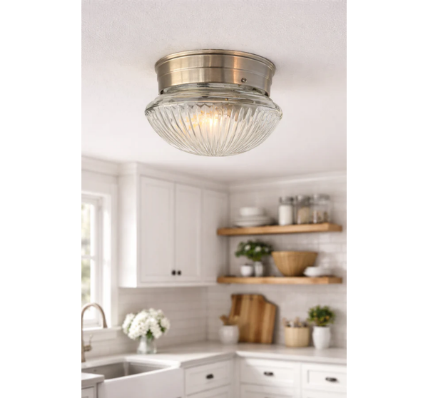 Vintage Clear Holophane Dome Ceiling Light - The Lamp Goods