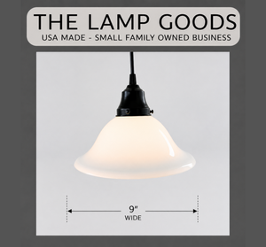 Vintage Farmhouse Wide Flare Milk Glass Pendant Light | 9" Width - The Lamp Goods