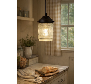 Vintage Hobnail Barrel Glass Pendant Light