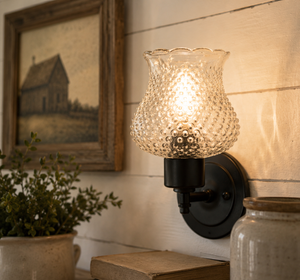 Vintage Hobnail Bloom CLEAR Wall Sconce - The Lamp Goods