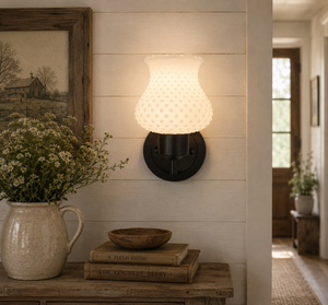 Vintage Hobnail Bloom Milk Glass Wall Sconce - The Lamp Goods
