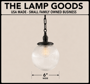 Vintage Holophane Ball Pendant Light | 6"W - The Lamp Goods