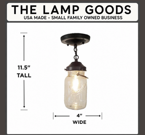 Vintage Mason Jar Quart Ceiling LIGHT With Chain - The Lamp Goods