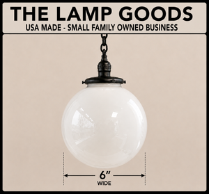 Vintage Milk Glass Ball Pendant Light - The Lamp Goods