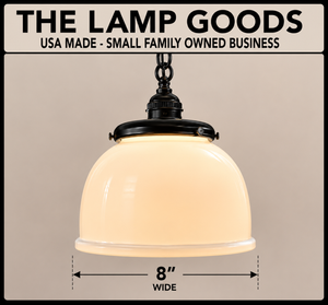 Vintage Milk Glass Schoolhouse Dome Pendant Light - The Lamp Goods