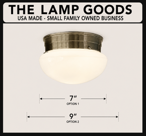 Vintage Opal Schoolhouse Dome Ceiling Light