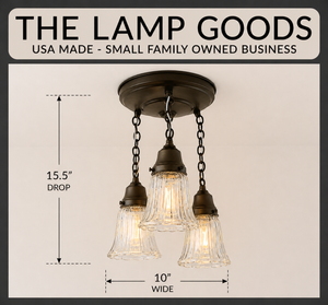 Vintage Optic Ribbed Glass Ceiling Light Trio - The Lamp Goods