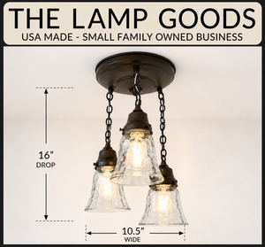 Vintage Pebble Glass Ceiling Light Trio - The Lamp Goods