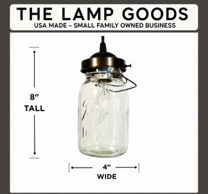 Vintage Quart Mason Jar PENDANT Light