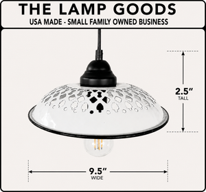 Vintage White Enamel Bread Basket Pendant Light
