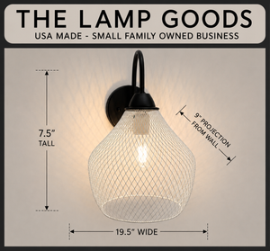 White Farmstead Wire Lantern Wall Sconce - The Lamp Goods