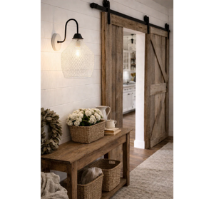 White Farmstead Wire Lantern Wall Sconce - The Lamp Goods