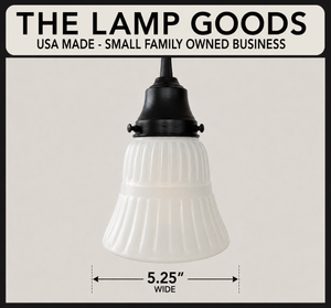 White Vintage Ribbed Glass Pendant Light - The Lamp Goods