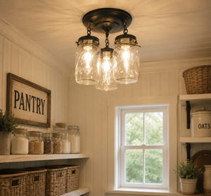 Mason Jar Vintage Quart Chain Trio Ceiling Light