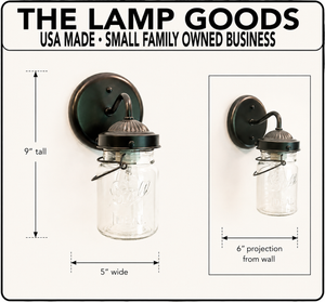 Vintage Mason Jar WALL LIGHT Sconce