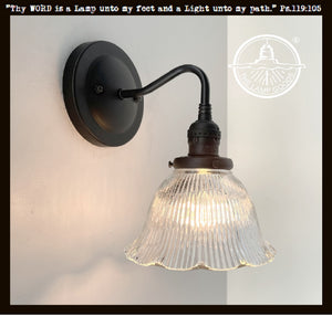 Antique Holophane Dome Glass Wall Sconce