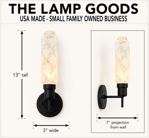 Delicate Narrow Frosted Floral Glass Wall Sconce - The Lamp Goods