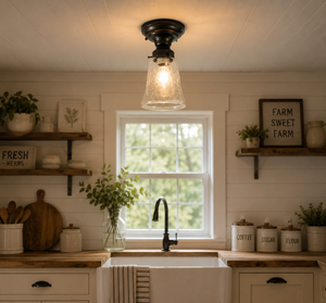 Seeded Glass Shade Flush Lighting