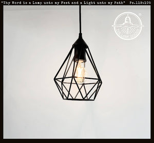 Black Industrial Cage Exposed Bulb Pendant Light - The Lamp Goods