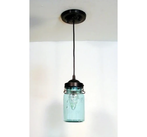 Vintage BLUE Mason Jar PENDANT Light - The Lamp Goods