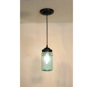 Vintage BLUE Mason Jar PENDANT Light - The Lamp Goods