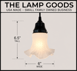 Delicate HOBNAIL RUFFLE 1950's Antique Frosted Glass Pendant