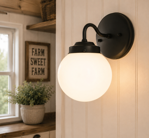 Milk Glass Globe Wall Light | 6" Sconce - The Lamp Goods