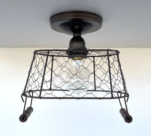 CHICKEN WIRE Farmhouse Ceiling Light - Rectangular