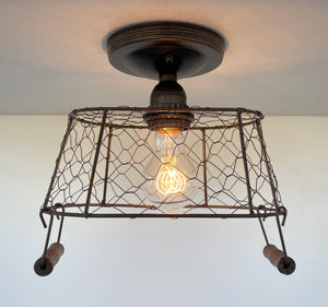 CHICKEN WIRE Farmhouse Ceiling Light - Rectangular