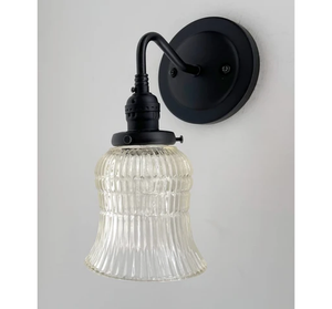 Bell Antique Holophane 1950's Glass Wall Sconce Light Fixture