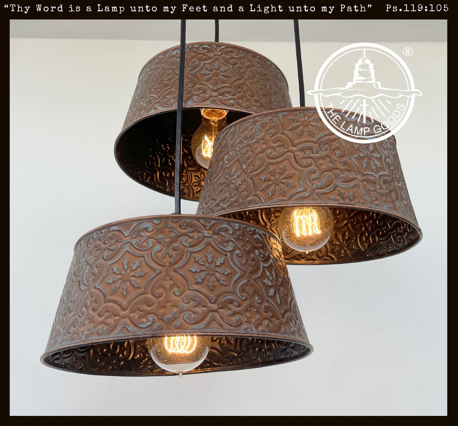 Ornate Copper CHANDELIER TRIO Light