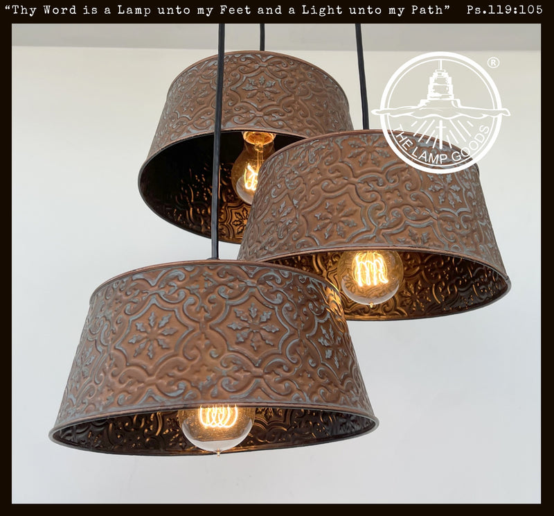 Ornate Copper CHANDELIER TRIO Light - The Lamp Goods
