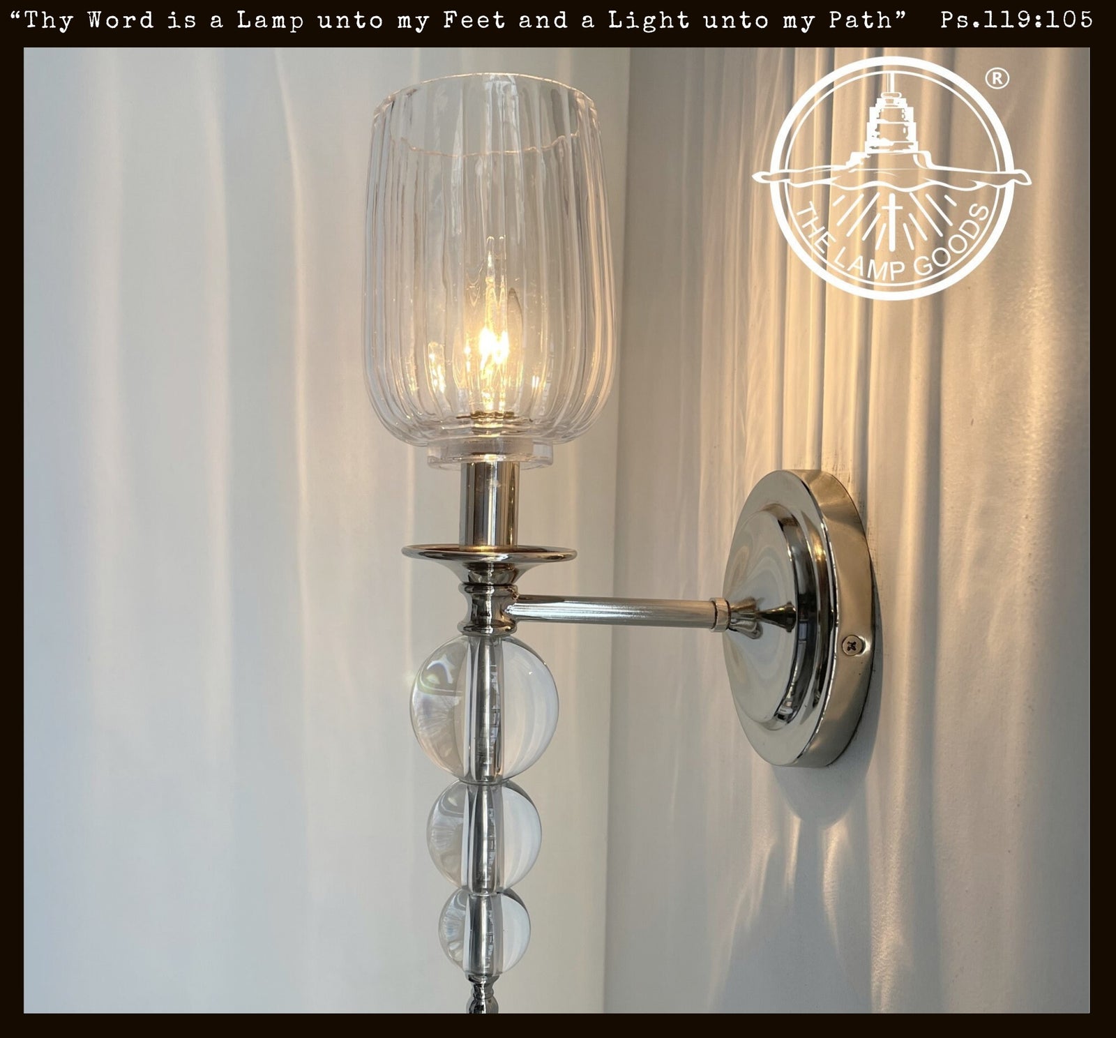 Modern Glass SCONCE wall sconce light fixture with clear glass shade and crystal accents.
