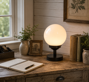 Milk Glass Globe 8" Table Lamp Fixture
