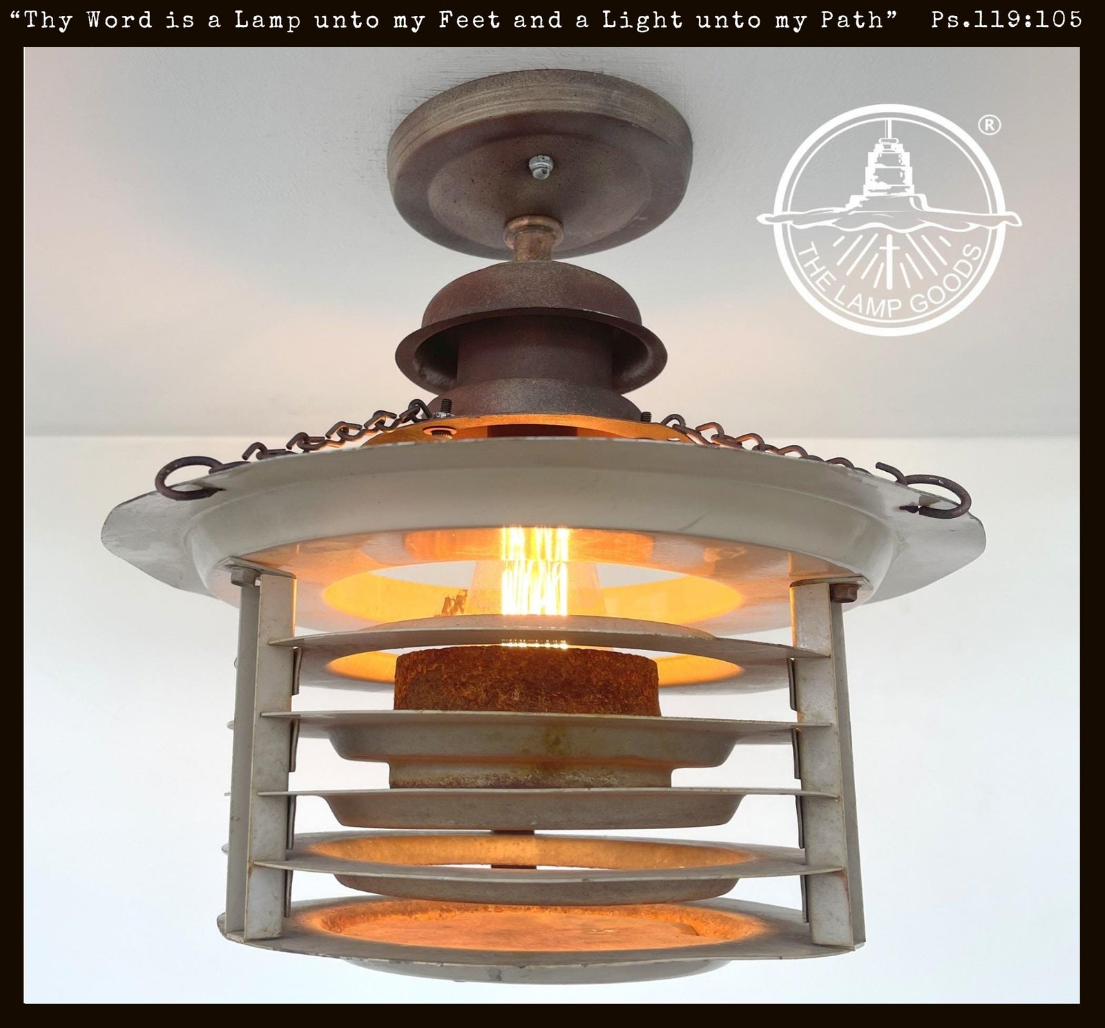 TOTALLY UNIQUE! Vintage Industrial Flush Mount Ceiling Light Rustic Distressed