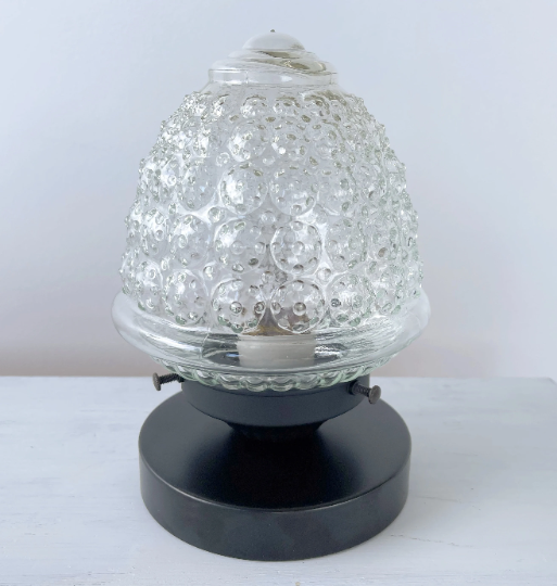 Vintage clear glass hobnail lamp hotsell