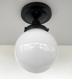 Milk Glass Globe CEILING LIGHT with Antique Details