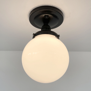 Milk Glass Globe CEILING LIGHT with Antique Details