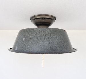 Antique FARMHOUSE GRANITEWARE Pan Ceiling Light